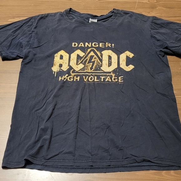 Gildan Other - AC/DC Danger! High Voltage Black T Shirt Mens Large Gildan Softstyle Ring Spun